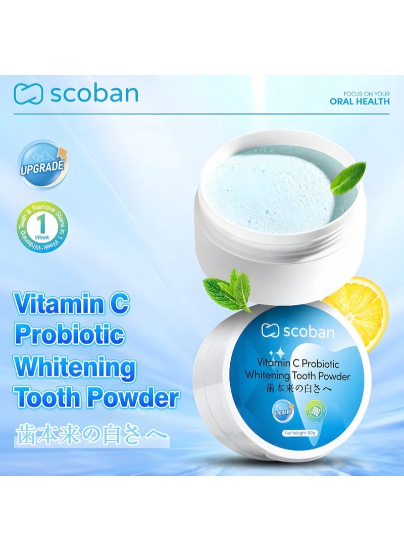 Scoban Vitamin C Probiotic Whitening Tooth Powder 50g – Teeth Whitening, Fresh Breath & Oral Care - Image 2