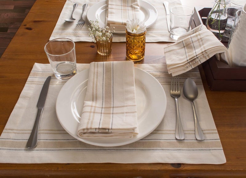 DII 100% Cotton Machine Washable, Everyday French Stripe Placemat for Dinner Parties, Summer & Outdoor Picnics, Set of 6 Set, Chambray White - Image 3