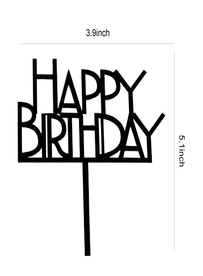 PLAP Happy Birthday Cake Topper Birthday cake Topper Decoration Supplies (Black A) - Image 4