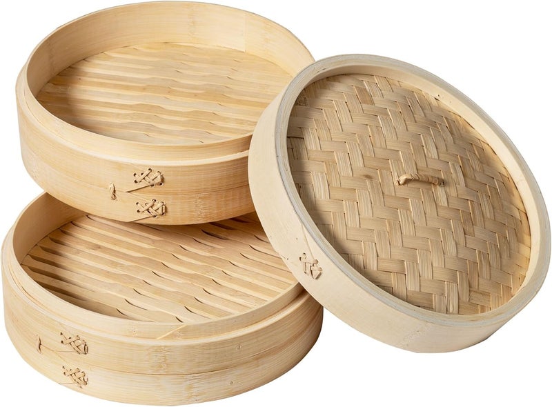 Joyce Chen 2-Tier Bamboo Steamer Baskets, 10-Inch - Image 3