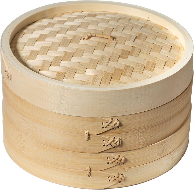 Joyce Chen 2-Tier Bamboo Steamer Baskets, 10-Inch - Image 1