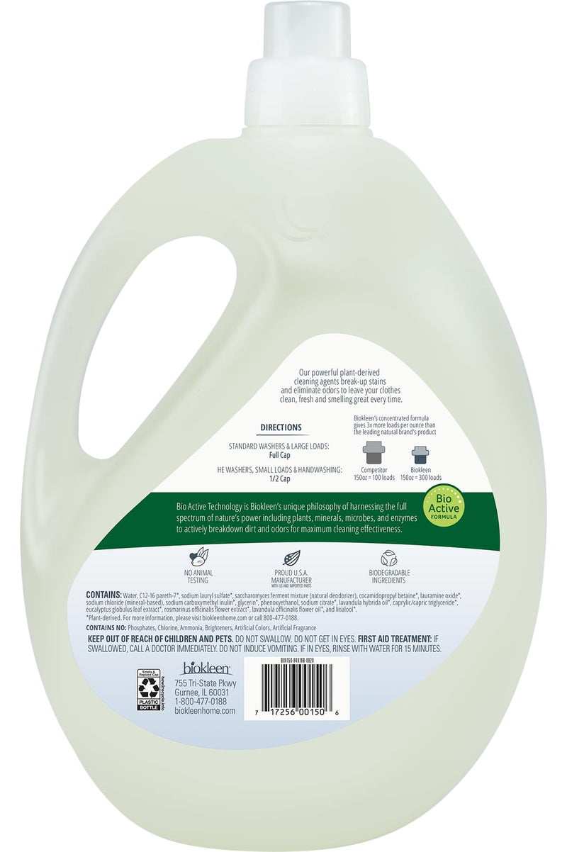 Biokleen Natural Sport 3X Concentrated Laundry Detergent, 300 Loads, Bio Active Formula, Fight Odors, Sweat & Stain Remover, Lavender Eucalyptus Scent - Image 2