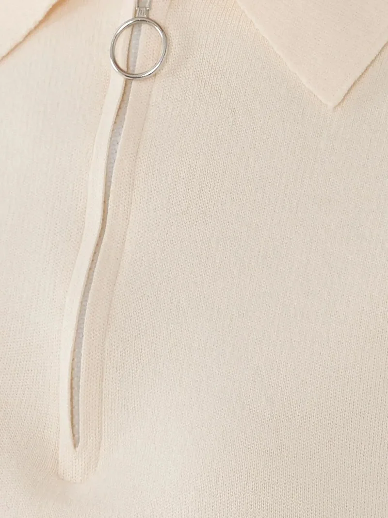 Hiccup Natural Knitted Zipper Collar Top for Women | Best Price UAE