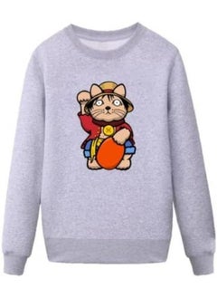 Cool Mens Cartoon Character Pattern Sweatshirt Grey