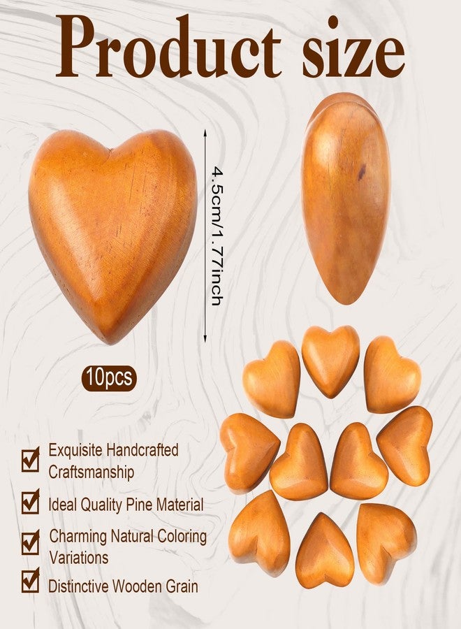 Kigeli 10 Pcs Small Wooden Hearts for Crafts Handmade Olive Wood Carved Hearts Pine Decorative Gifts for Birthday, Party, Wedding Guest Book, Anniversary, Valentine's Day Decor - Image 3