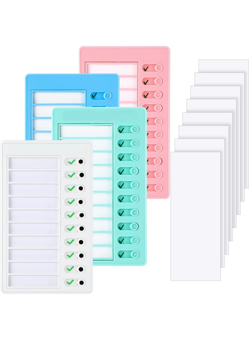 SYOSI Chore Chart, 4PCS Kids Weekly Chore Planner Plastic Checklist Board with 10 Detachable To-Do Cards for Home Routine Organization, Reward Tracking and Daily Task Management, White Pink Blue Green - Image 1