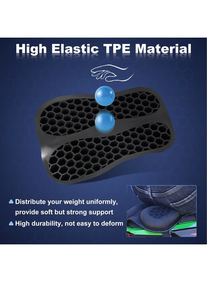 SKYJDM Foldable Passenger Motorcycle Gel Rear Seat Cushion, 3D-Honeycomb Structure Shock Absorption & Breathable Motorcycle Gel Seat Rear Pad for Long Rides (S) - Image 2