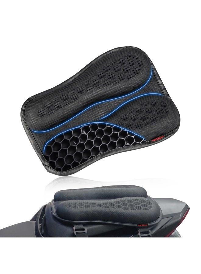 SKYJDM Foldable Passenger Motorcycle Gel Rear Seat Cushion, 3D-Honeycomb Structure Shock Absorption & Breathable Motorcycle Gel Seat Rear Pad for Long Rides (S) - Image 1
