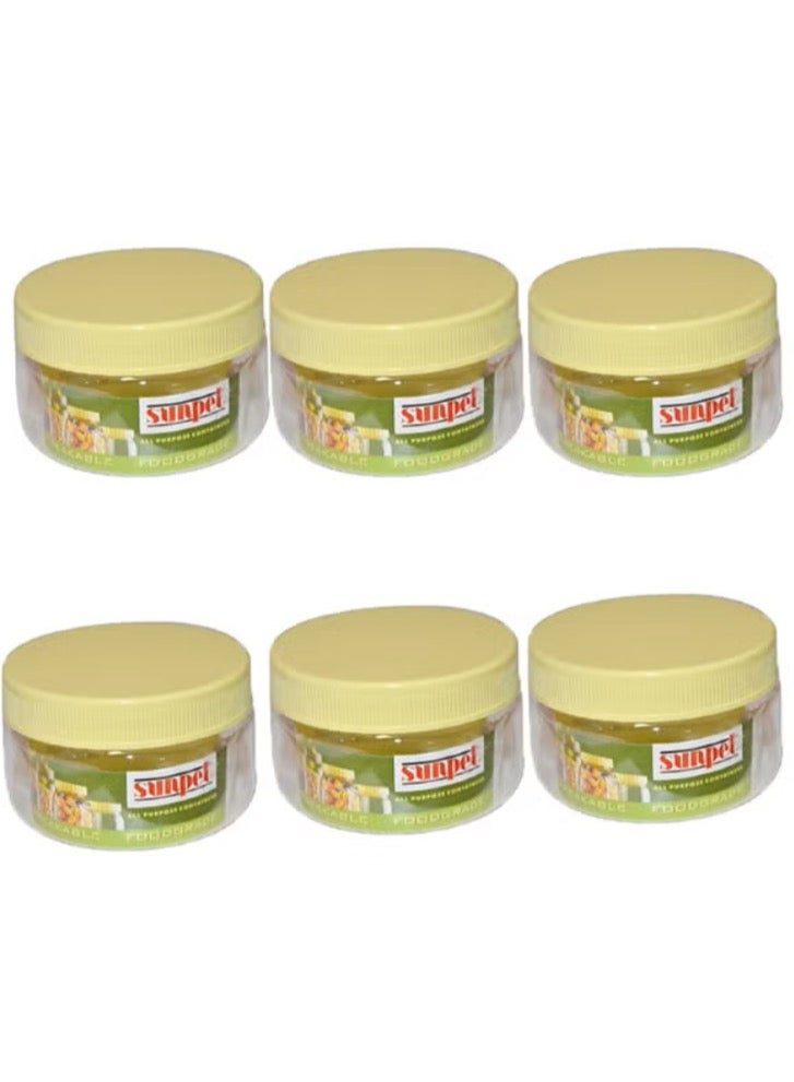 Sunpet 6-Piece Multipurpose Plastic Jar Container With Lid Set Clear/Yellow 900ml