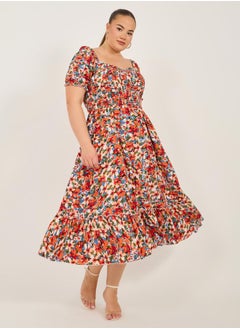 Styli ALINE BOAT NECK FLORAL MAXI DRESS  - Image 1