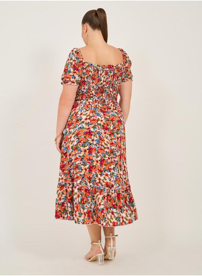 Styli Floral Smocked Bodice Dress  - Image 5