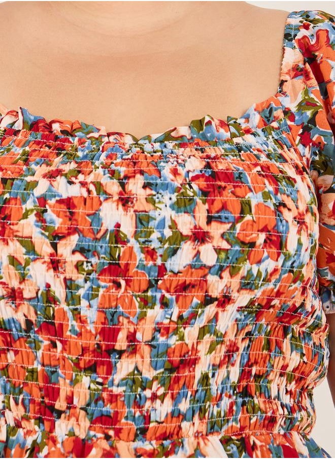 Styli Floral Smocked Bodice Dress  - Image 4