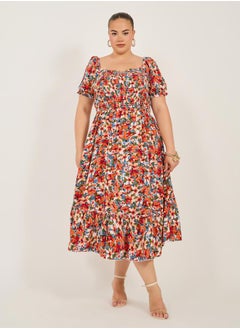 Styli ALINE BOAT NECK FLORAL MAXI DRESS  - Image 2