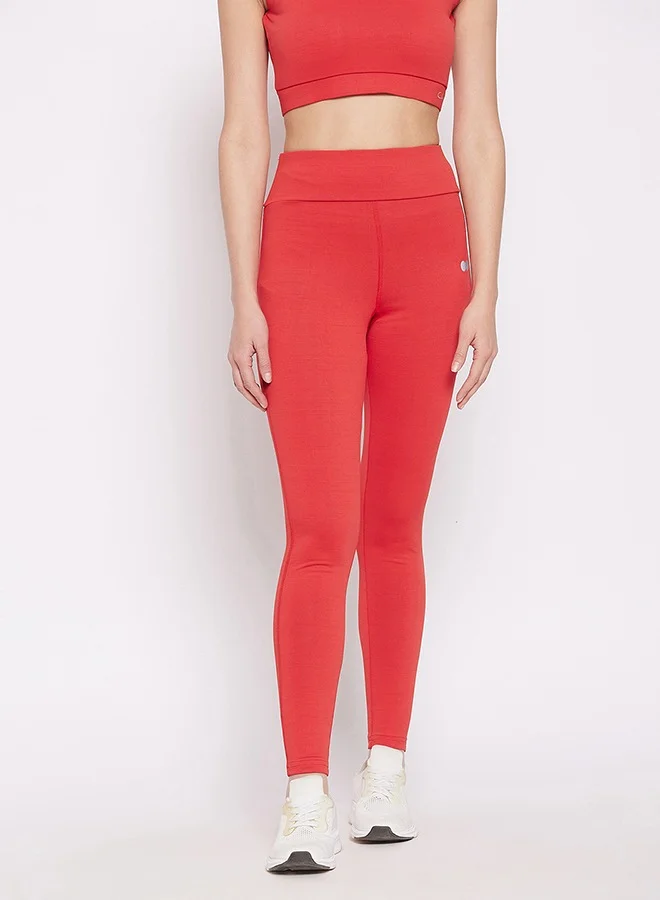 كلوفيا Clovia Snug Fit Active High-Rise Tights in Coral Red