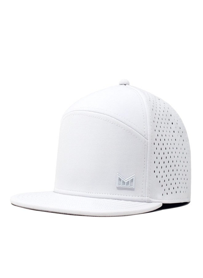 melin Trenches Icon Hydro, White, Men's Performance Snapback Hats, Water-Resistant Fitted Flat Bill Baseball Caps for Men & Women, Golf, Running, or Workout Hat, XL - Image 1