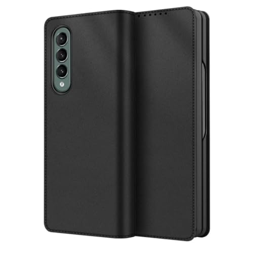 Tech Trendz TechTrendz 2in1 Protective Leather Flip Cover with Detachable Magnetic Back Cover Compatible with Samsung Galaxy Z Fold 4, Card Holder Kickstand Flip Case - Black - Image 1