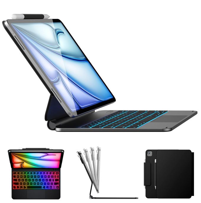 typecase Edge Keyboard Case For Ipad Air 11-Inch(M4/M3/M2, 2026/2025/2024), Ipad Pro 11-Inch(4Th/3Rd/2Nd/1St Gen) & Ipad Air 10.9-Inch 5/4Th Gen, Multi-Touch Trackpad, 11-Color Backlight, Black - Image 1