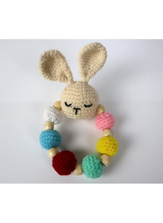 سوترا لعبة خشخشة أرنب سوترا مصنوعة يدويًا | لعبة صوفية عضوية 100% لحفل استقبال المولود والهدايا | خشخشة محشوة محبوكة يدويًا للأطفال الصغار | ألعاب ناعمة مقاس 5 × 5 بوصة للأطفال البنات والأولاد - Image 1