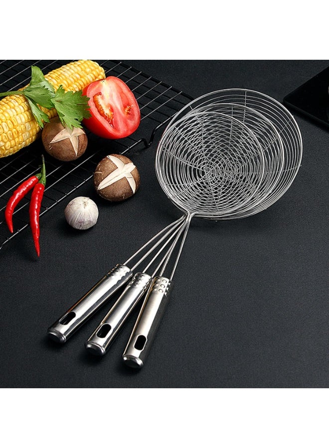 3 Sizes Stainless Steel Spider Strainer, Long Handle Wire Skimmer Spoon Kitchen Scoop for Frying Pasta Cooking Use - Image 1