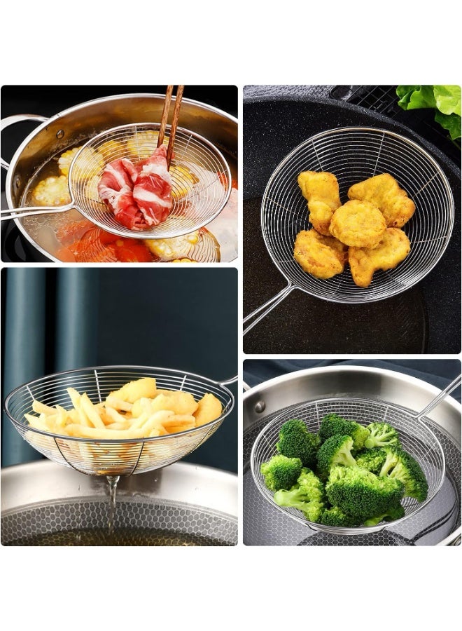 3 Sizes Stainless Steel Spider Strainer, Long Handle Wire Skimmer Spoon Kitchen Scoop for Frying Pasta Cooking Use - Image 2
