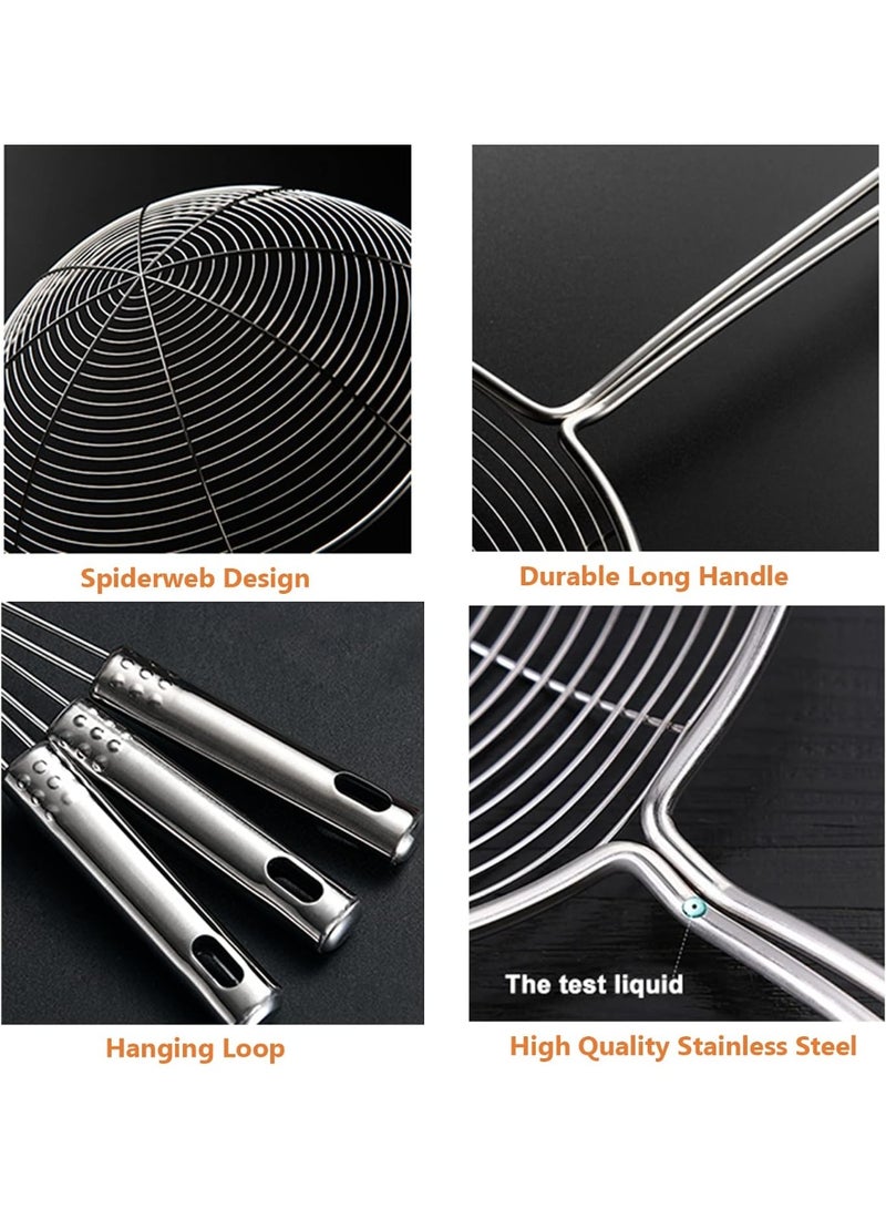 3 Sizes Stainless Steel Spider Strainer, Long Handle Wire Skimmer Spoon Kitchen Scoop for Frying Pasta Cooking Use - Image 4