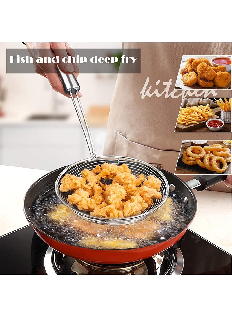 3 Sizes Stainless Steel Spider Strainer, Long Handle Wire Skimmer Spoon Kitchen Scoop for Frying Pasta Cooking Use - Image 5