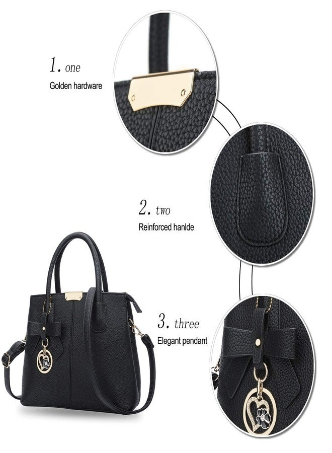 KKXIU Purses and Handbags for Women Top Handle Satchel Shoulder Ladies Crossbody Bags (A-Black) - Image 2