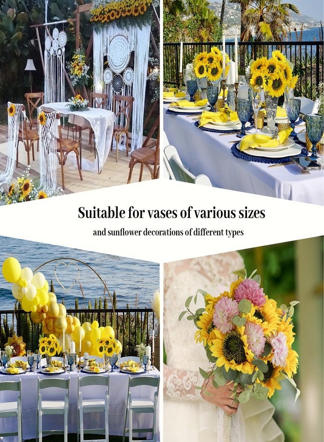 Leftover Artificial Sunflower 6Pcs Fake Sunflowers Realistic Silk Sunflower Bouquet with Stems - Image 5
