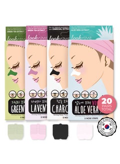 LOOKATME Nose Pore Strips 4Pack 20 Nose Strips Korean Skin Care Blackhead Remover K Beauty Blackhead Strips for Nose and Face Black Head Strips Women Acne Mask for Blackhead Removal Combo