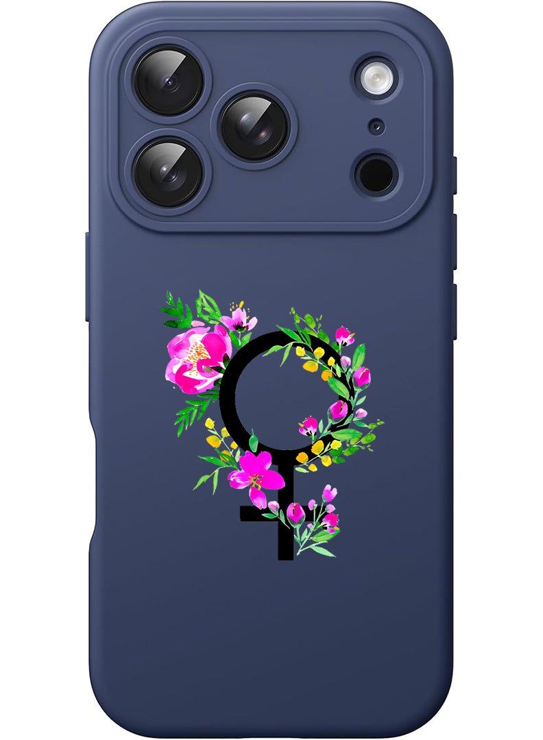 Theodor Protective Slim Fit Case Liquid Silicone Cover with Full Body Protection Anti-Scratch Shockproof Case For Apple iPhone 17 Pro (Blue) womens day floral - Image 1