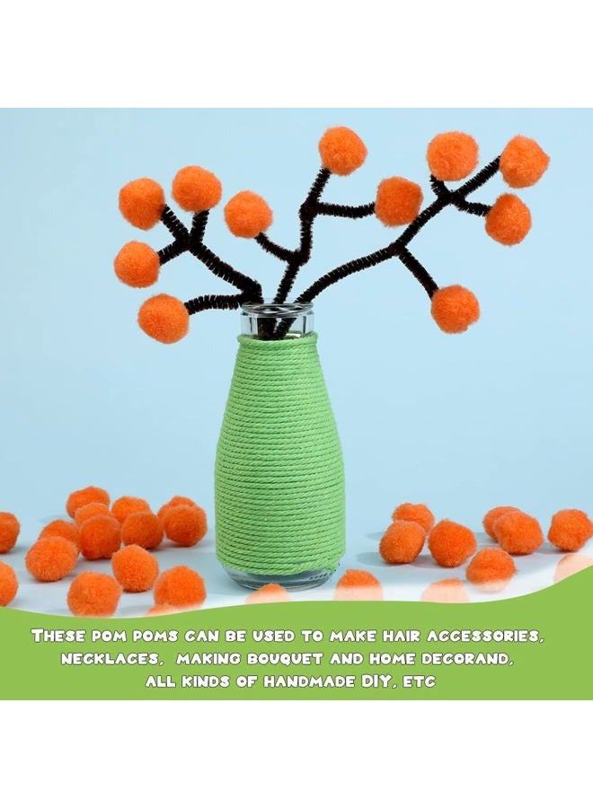 MORFEN 150 Pieces Pom Poms, 1 Inch Orange Craft Pom Poms, Fuzzy Pompom Puff Balls, Small Pom Pom Balls for Party Home Decorations, DIY Arts, Crafts Projects for Family - Image 5