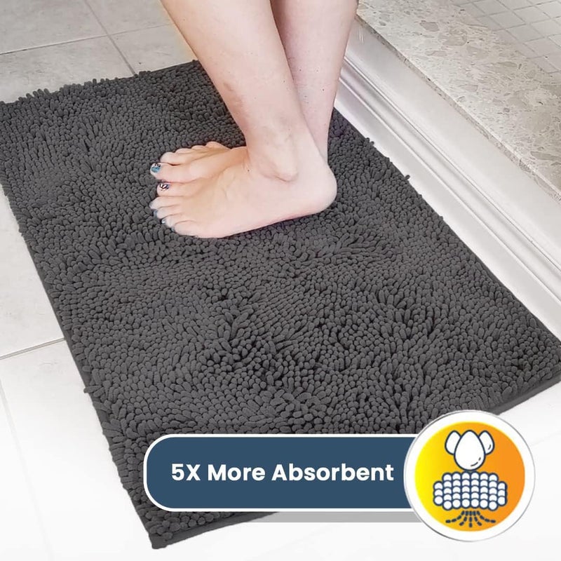 Muddy MatÂ® | Super Absorbent Door Mat Indoor, Microfiber Quick Dry Chenille Entryway Rug, Non-Slip Front Door Mat, Indoor Mats for Entryway, Machine Washable Pet Rug, Charcoal 48"x72" - Image 3