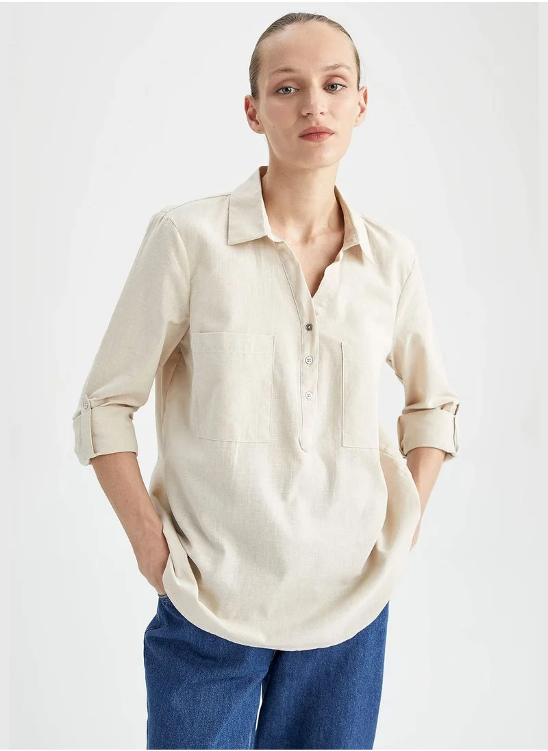 ديفاكتو Woman Woven Long Sleeve Shirt