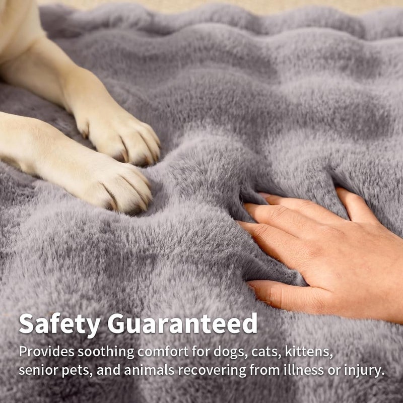 SOMAHE Dog Blanket Self-Warming Throw for Medium & Large Dogs, Dual-Side Sherpa Plush, Thick Crate Bed Cover & Car Seat Mat, Anti-Static Machine Washable No Shrink, 39x30 Inch Gray - Image 3