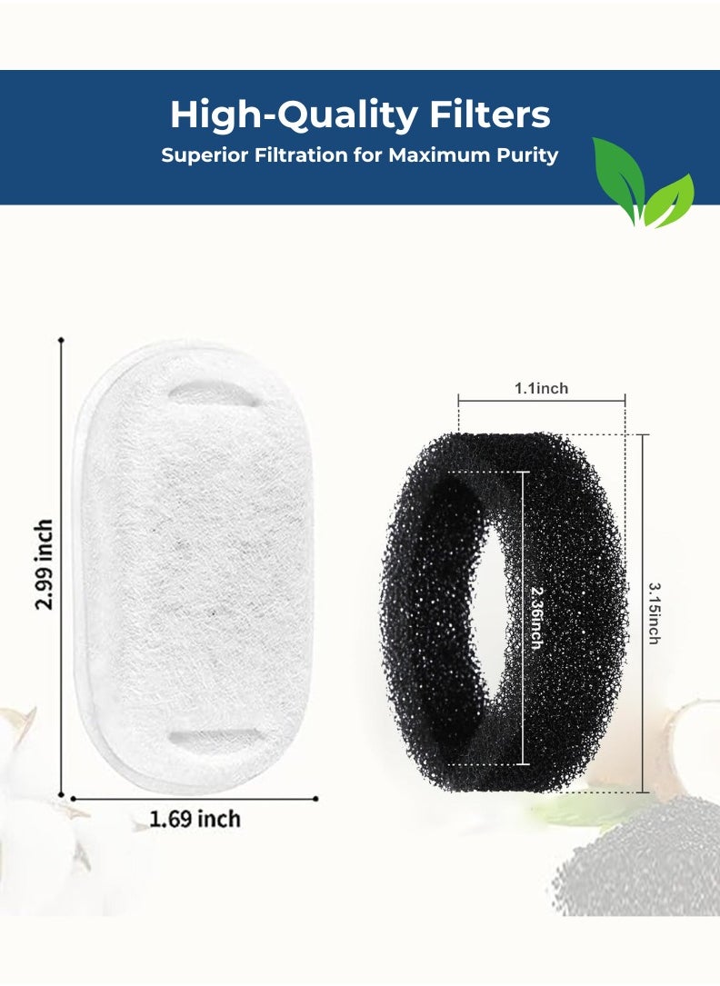 Horizon - 4+4 Pcs Cat Water Fountain Filter (4 Carbon Filters + 4 Sponge Filters), High Quality Cat Fountain Filter Replacement for 3.2L & 2L, Water Fountain for Cats Activated Carbon Replaced Filters - Image 1