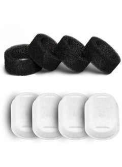 4+4 Pcs Cat Water Fountain Filter (4 Carbon Filters + 4 Sponge Filters), High Quality Cat Fountain Filter Replacement for 3.2L & 2L, Water Fountain for Cats Activated Carbon Replaced Filters