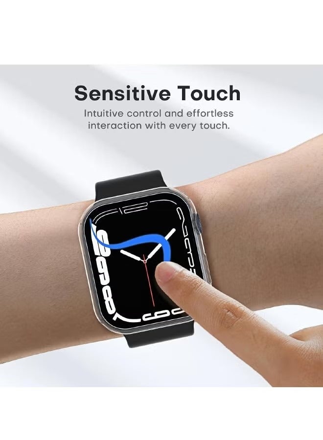 Apple Watch Series 7/8/9 45mm Case with 9H Tempered Glass Screen Protector, Unique Design Hard PC Waterproof Cover, Touch Sensitive Full Coverage Accessories for iWatch 7/8/9 45mm（Clear) - Image 4