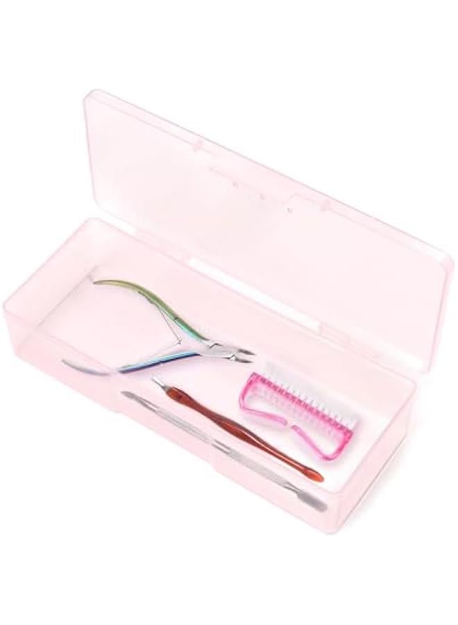 Arabest Transparent Box Storage Case for Nail Art Equipment Manicure Tool Organzing Pedicure Tool Empty Plastic Box (Pink)  - Image 5