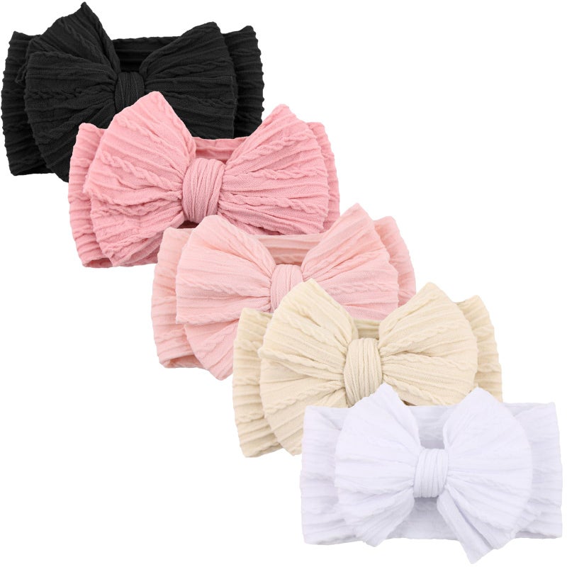 DRESHOW BQUBO Baby Nylon Headbands Hairbands Hair Bow for Girls Newborn Infant Toddlers Hair Accessories