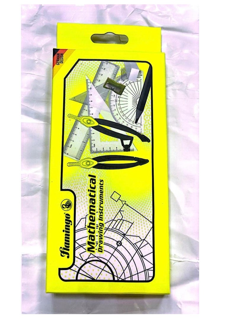 Flamingo 10-Piece Mathematical Drawing Instrument Set Assorted Color