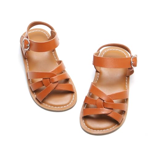 Felix & Flora Toddler Girl Brown Sandals Size 10 - Little Girl Easter Summer Dress Shoes Lightweight Open Toe Beach Holiday - Image 1