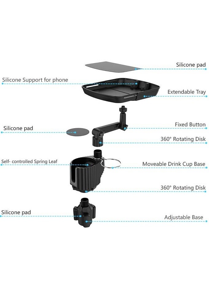 Car Multifunctional Organizer with Tray, 3-in-1 Cell Phone Snack Cup Holder, Drink Coffee Cup Organizer. - Image 4