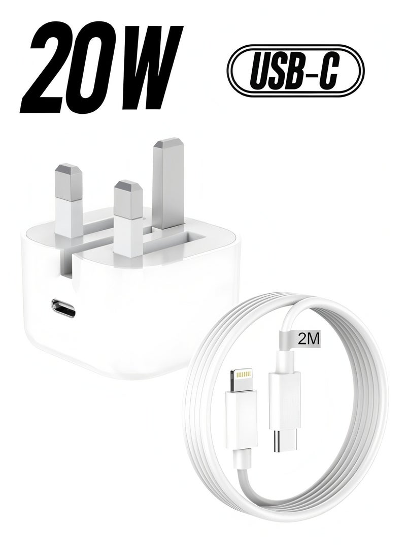 Flyview - iPhone 20W Fast Charger | USB C Wall Fast Charger with USB C to Lightning Cable Compatible with iPhone 14/14 Pro/14 Pro Max/13/12/SE2020/11/XR/XS Max/X/iPad - Image 1