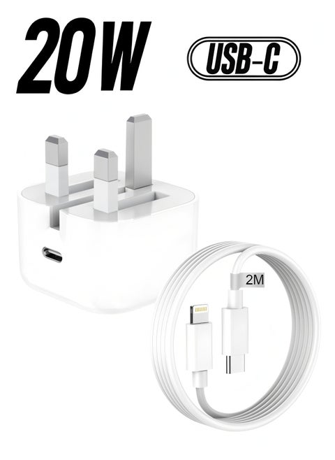 iPhone 20W Fast Charger | USB C Wall Fast Charger with USB C to Lightning Cable Compatible with iPhone 14/14 Pro/14 Pro Max/13/12/SE2020/11/XR/XS Max/X/iPad