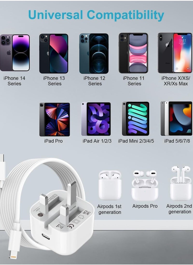 Flyview - iPhone 20W Fast Charger | USB C Wall Fast Charger with USB C to Lightning Cable Compatible with iPhone 14/14 Pro/14 Pro Max/13/12/SE2020/11/XR/XS Max/X/iPad - Image 1