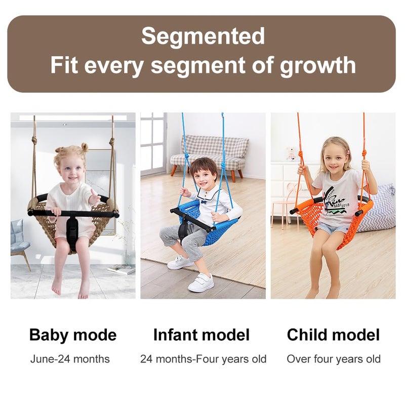 nets Tribe 2 -in- 1 Toddler Swing. Swing Seat for Kids with Adjustable Ropes, for Kids Heavy Duty Rope Play Secure Children Swings Set, for Outdoor Indoor, Backyard. Upgrade Product (Light Brown) - Image 2