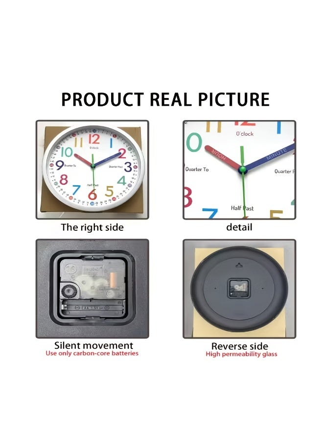 Educational Wall Clock for Kids, Learn to Tell Time, Colorful Numbers - Image 4