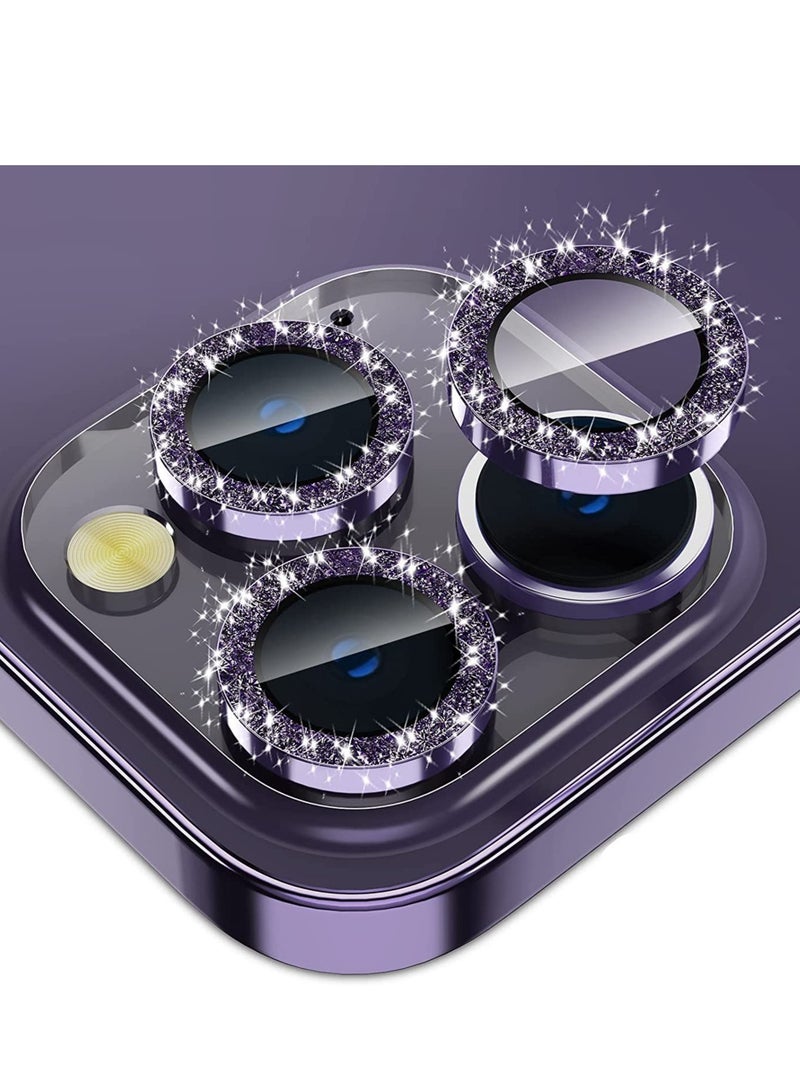 for iPhone 14 Pro - iPhone 14 Pro Max Camera Lens Protector, 9H Tempered Glass Camera Cover Screen Protector Metal Individual Ring for iPhone 14Pro 6.1 inch iPhone 14 ProMax 6.7 inch (Deep Purple  - Image 1