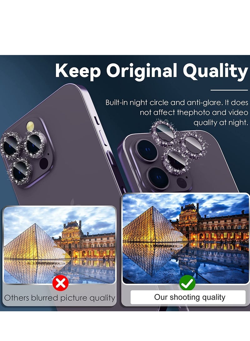 for iPhone 14 Pro - iPhone 14 Pro Max Camera Lens Protector, 9H Tempered Glass Camera Cover Screen Protector Metal Individual Ring for iPhone 14Pro 6.1 inch iPhone 14 ProMax 6.7 inch (Deep Purple  - Image 2