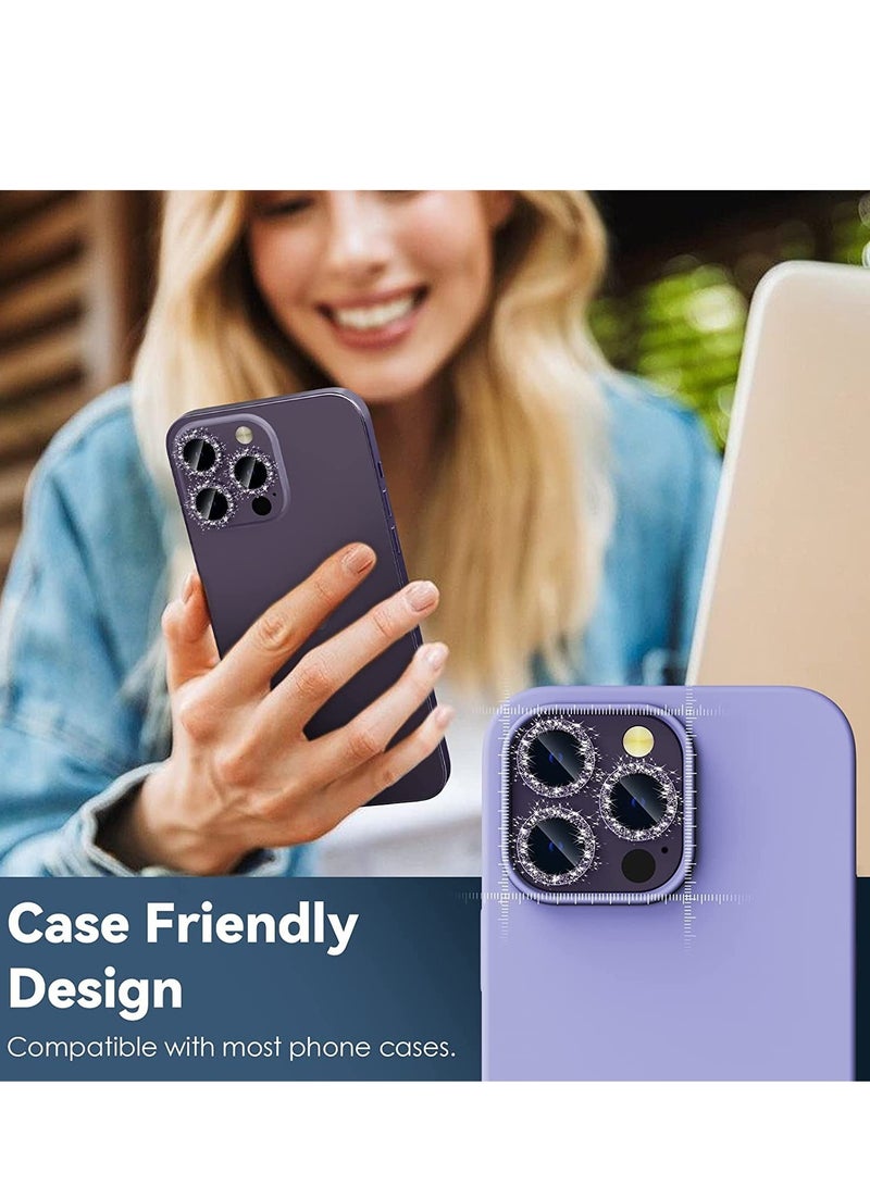for iPhone 14 Pro - iPhone 14 Pro Max Camera Lens Protector, 9H Tempered Glass Camera Cover Screen Protector Metal Individual Ring for iPhone 14Pro 6.1 inch iPhone 14 ProMax 6.7 inch (Deep Purple  - Image 4